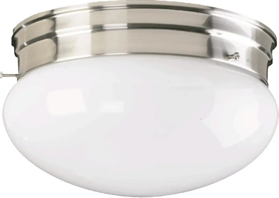 9" Ceiling Mount with White Glass in Satin Nickel