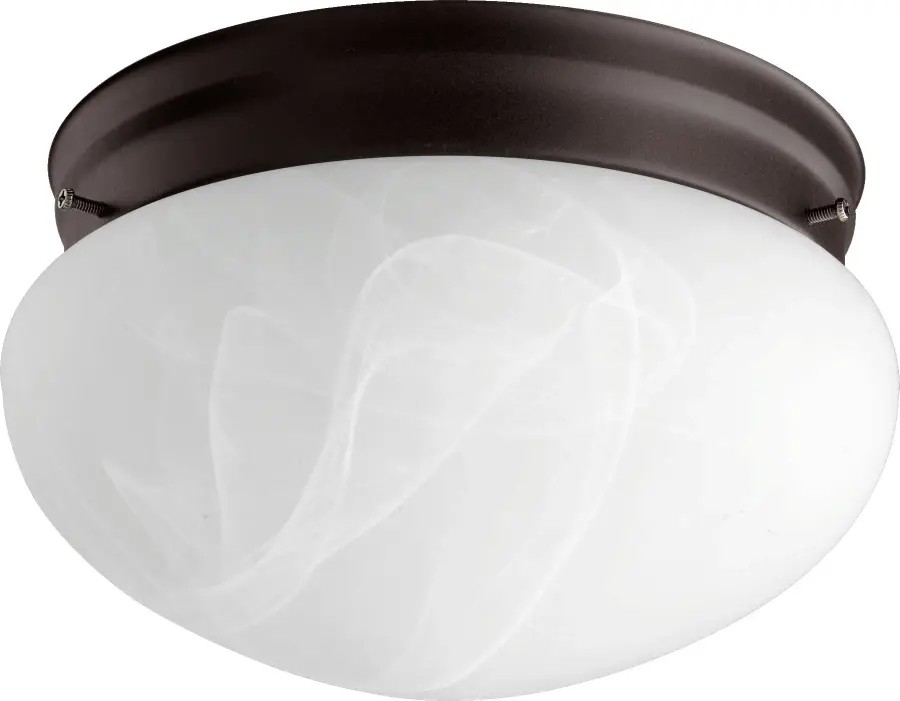 9" Ceiling Mount with White Glass in Oiled Bronze