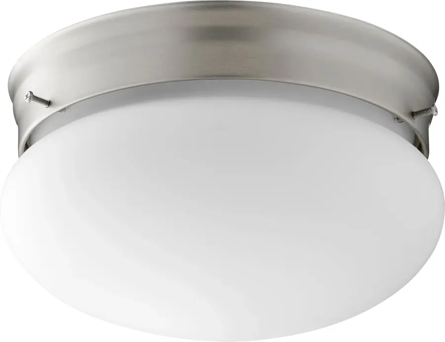 9" Ceiling Mount with White Glass in Satin Nickel