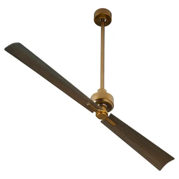 The Twain fan brings iconic mid-century charm with its distinctive two-blade design and belt-driven mechanism. Damp-rated for versatile indoor-outdoor use, this 56-inch fan combines vintage aesthetics with modern reliability.