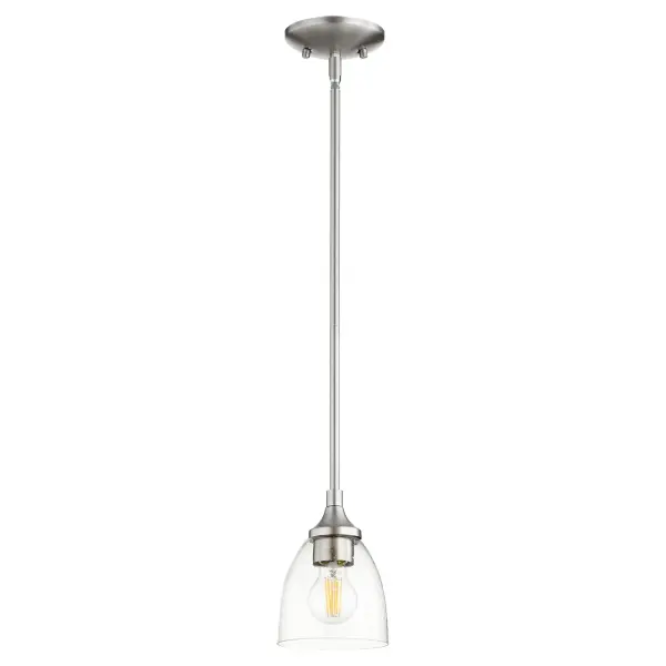 Enclave Satin Nickel Pendant with Clear Seeded Glass - Image 1