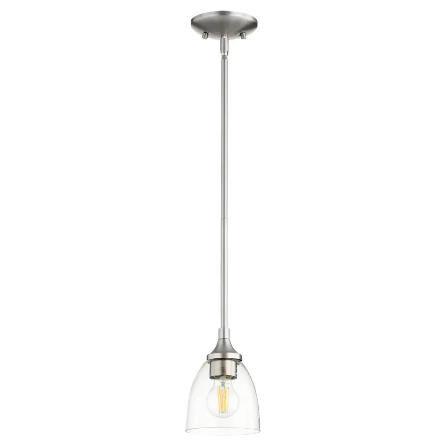 Enclave Satin Nickel Pendant with Clear Seeded Glass - Image 1