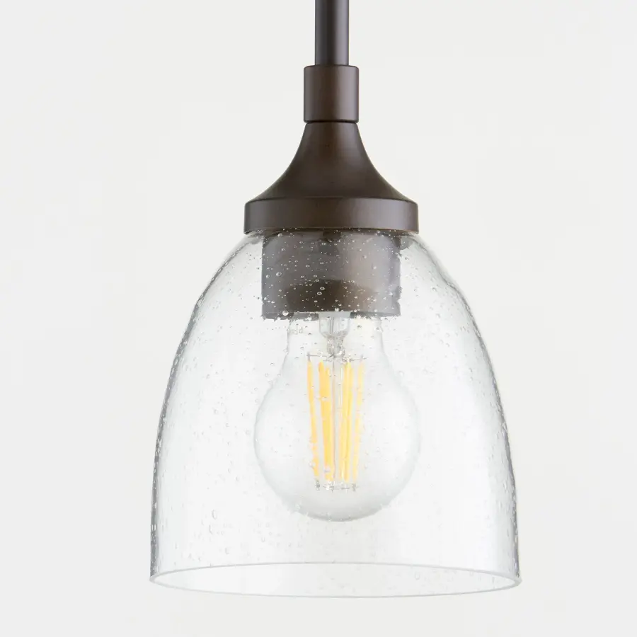 Enclave Satin Nickel Pendant with Clear Seeded Glass - Image 2