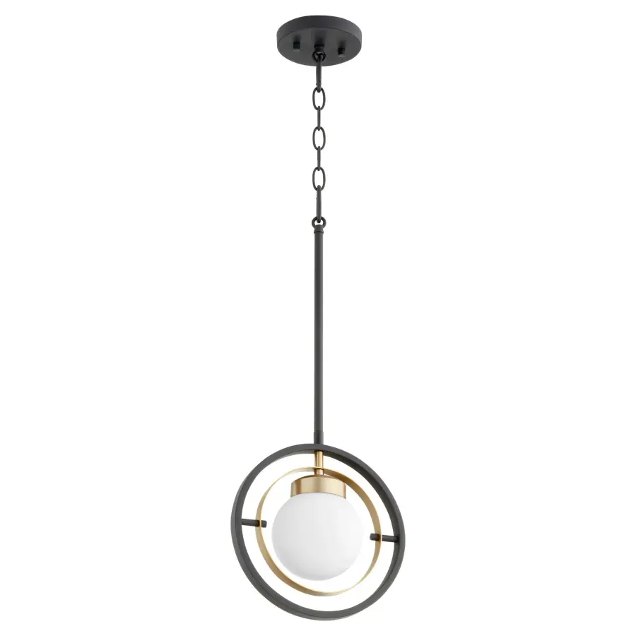 Nimbus 1-Light Pendant in Black with Aged Brass - Image 1