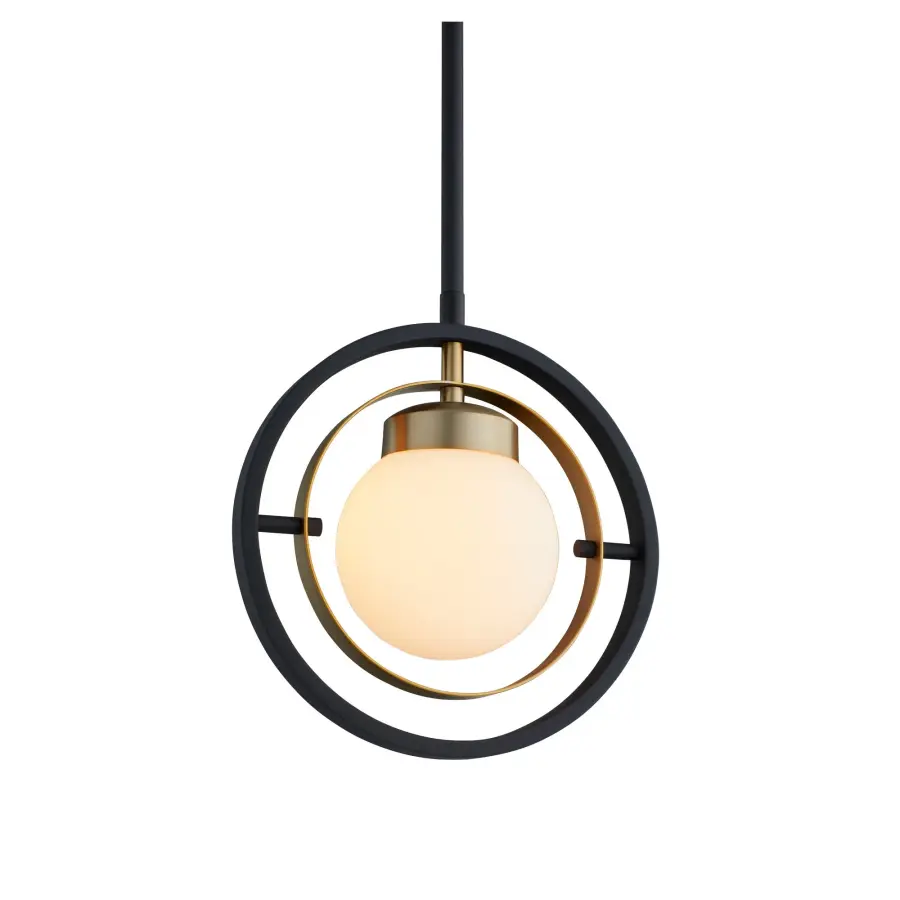 Nimbus 1-Light Pendant in Black with Aged Brass - Image 2