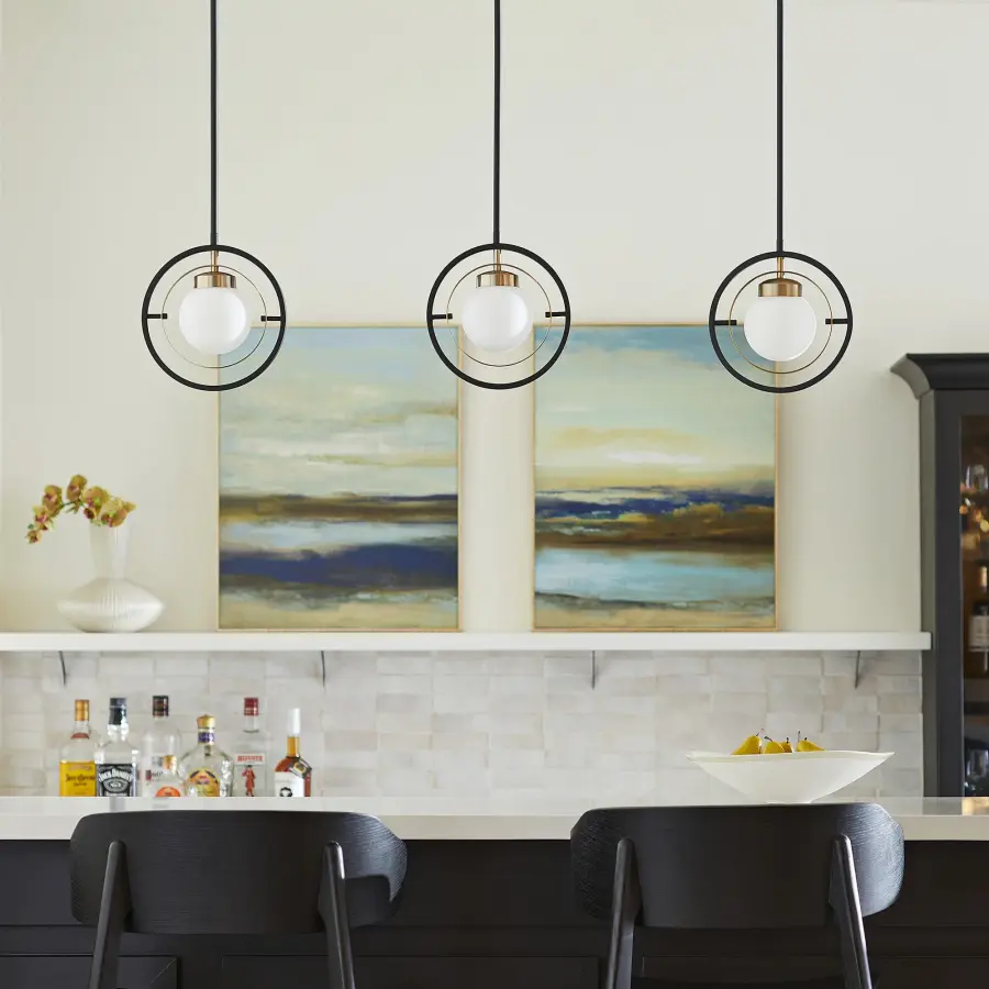 Nimbus 1-Light Pendant in Black with Aged Brass - Image 4
