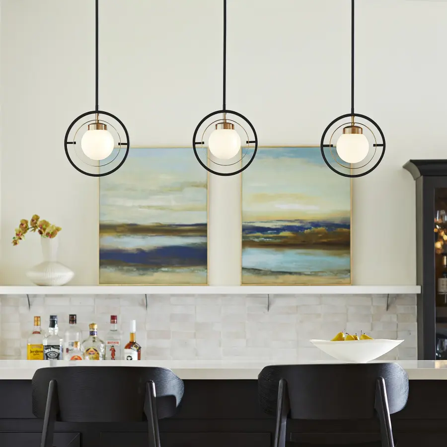 Nimbus 1-Light Pendant in Black with Aged Brass - Image 5