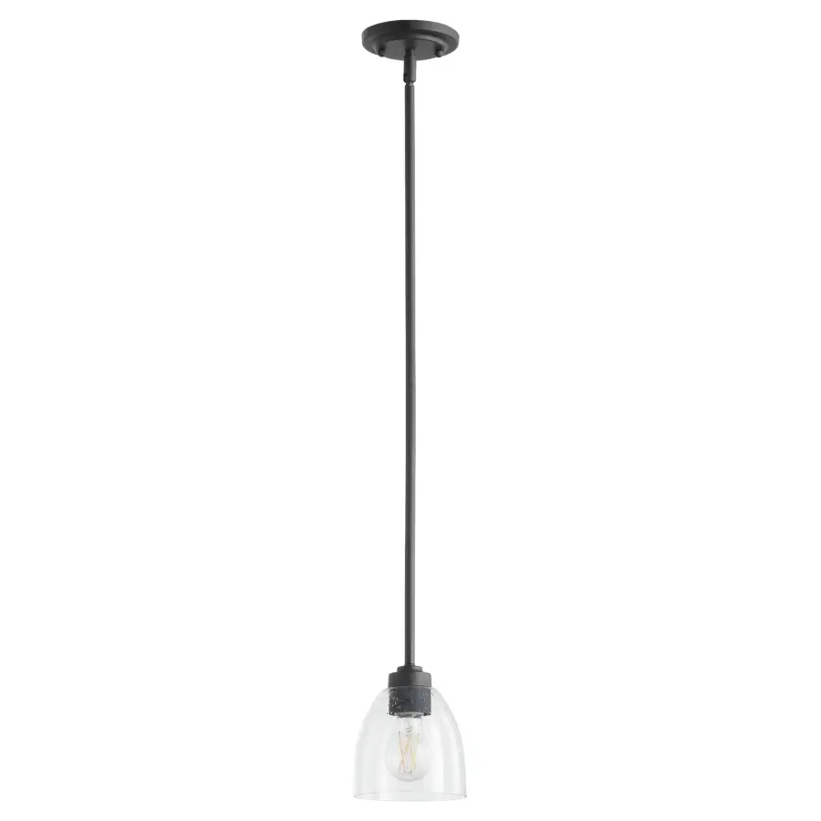 Reyes Clear Seeded Glass Pendant in Textured Black - Image 1