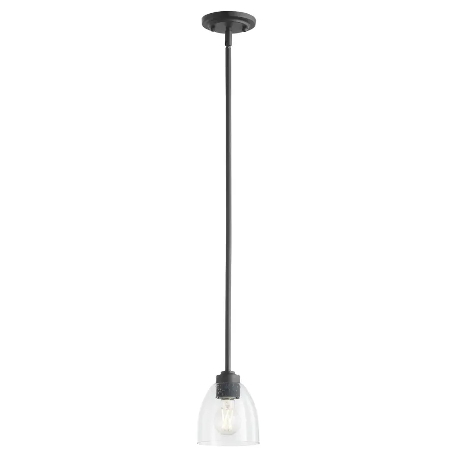 Reyes Clear Seeded Glass Pendant in Textured Black - Image 2