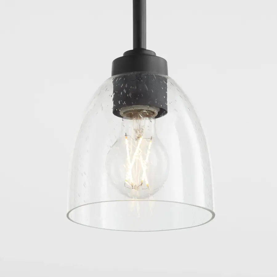 Reyes Clear Seeded Glass Pendant in Textured Black - Image 3