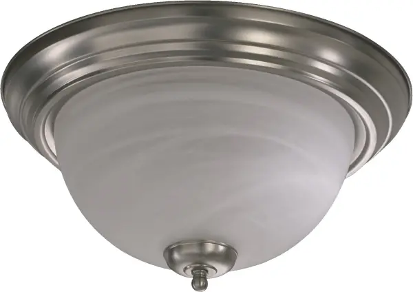 A timeless 15-inch ceiling mount featuring satin nickel finish and marble base accents. Perfect for traditional and transitional spaces requiring understated elegance and reliable ambient lighting.
