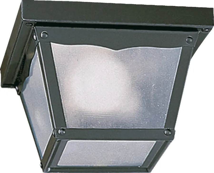 7" Square Ceiling Mount with White Glass in Black