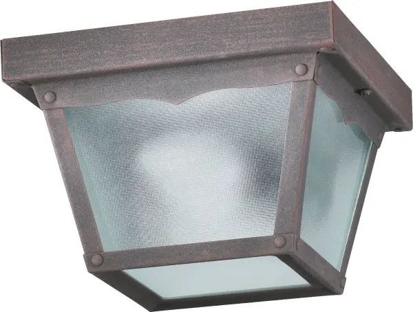 This 7-inch flush mount combines rustic charm with practical functionality. The natural rust finish and white glass shade create warm, diffused lighting ideal for kitchens, hallways, and covered outdoor areas.