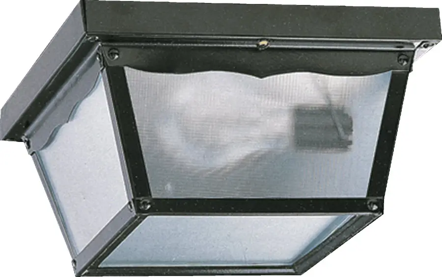 9" Square Ceiling Mount with White Glass in Black