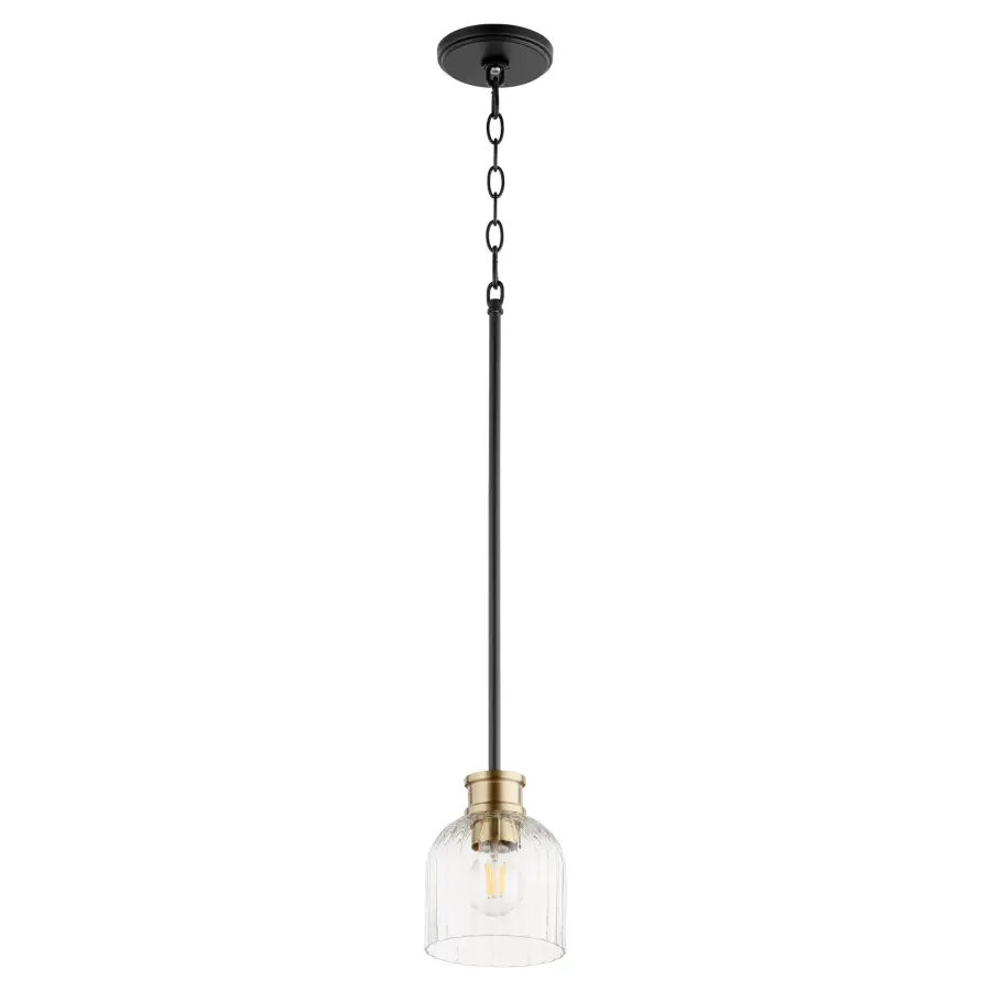 Monarch 1-Light Pendant in Black and Aged Brass - Image 1