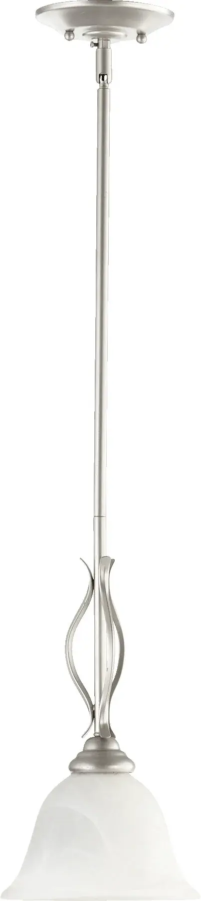 The Spencer Mini Pendant offers timeless transitional styling with classic nickel finish and glass shade. Its compact size and simplified lines make it ideal for task lighting in kitchens, bathrooms, and hallways.