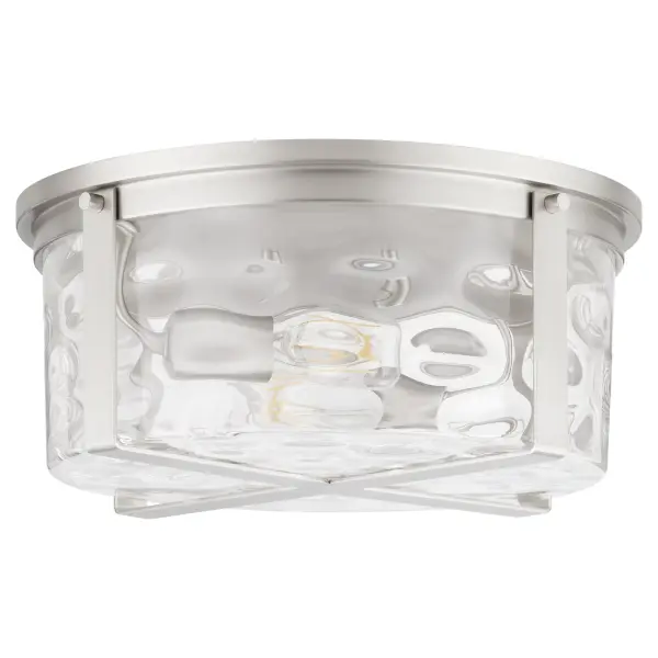 Modern Flush Mount with Distinctive Hammered Glass Detail - Image 1