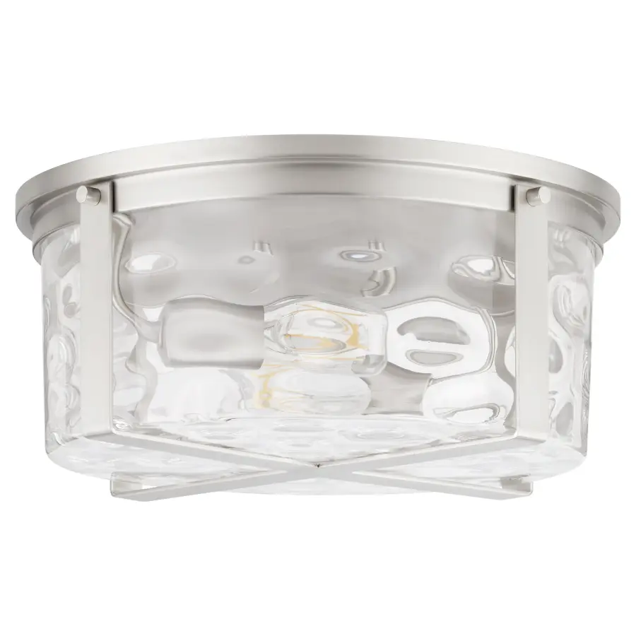 Modern Flush Mount with Distinctive Hammered Glass Detail - Image 1