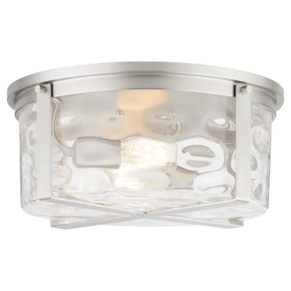 Modern Flush Mount with Distinctive Hammered Glass Detail - Image 2