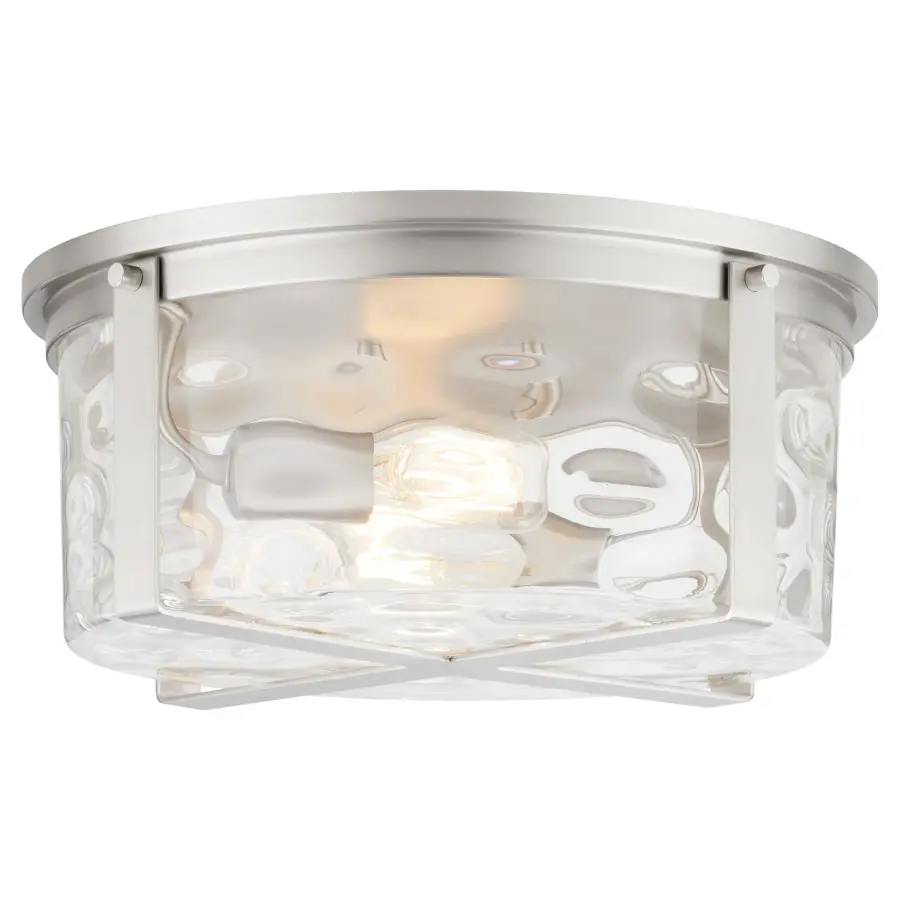 Modern Flush Mount with Distinctive Hammered Glass Detail - Image 2