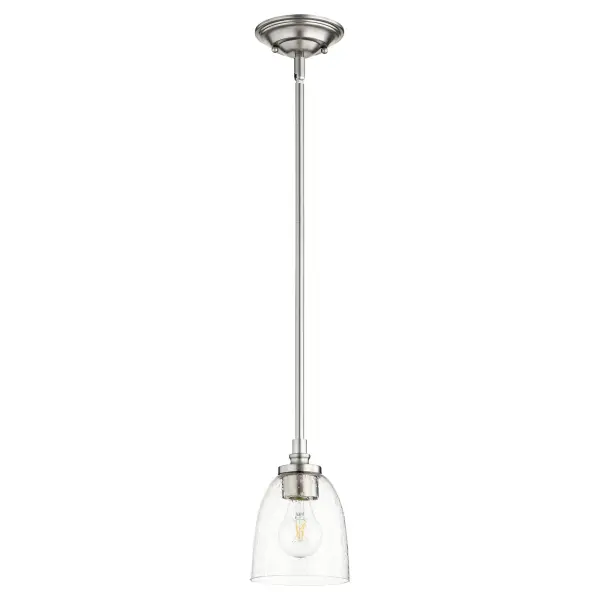 Rossington Satin Nickel Mini Pendant with Clear Seeded Glass