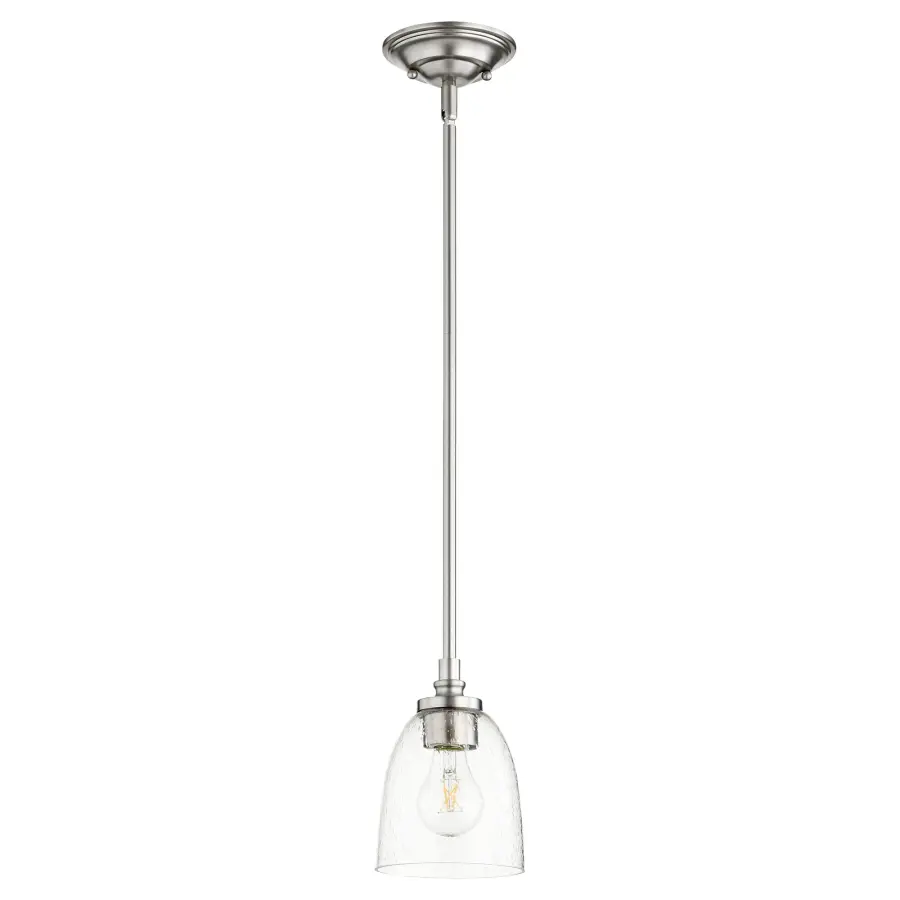 Rossington Satin Nickel Mini Pendant with Clear Seeded Glass