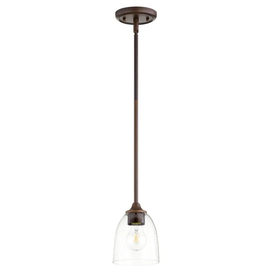 Jardin Oiled Bronze Mini Pendant with Clear Seeded Glass - Image 1