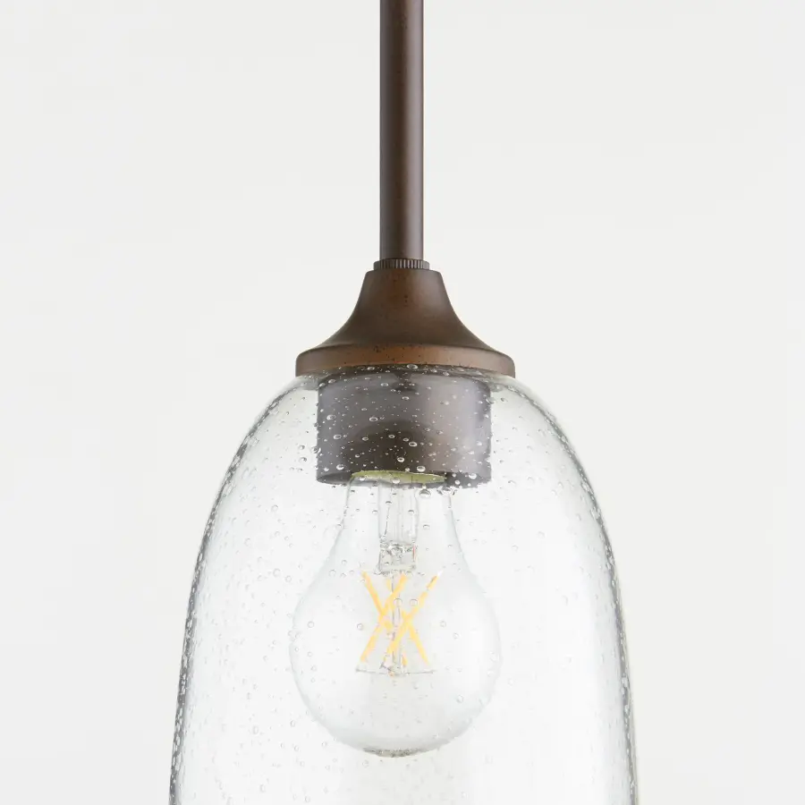 Jardin Oiled Bronze Mini Pendant with Clear Seeded Glass - Image 2