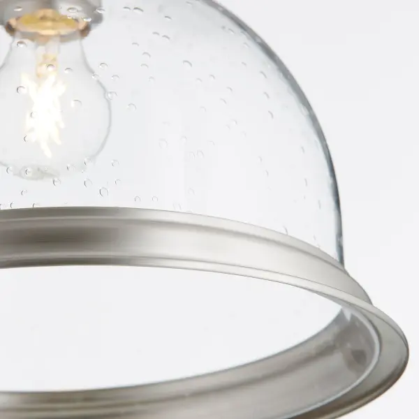 Clear Seeded Glass Ceiling Mount with Ring in Satin Nickel - Image 2