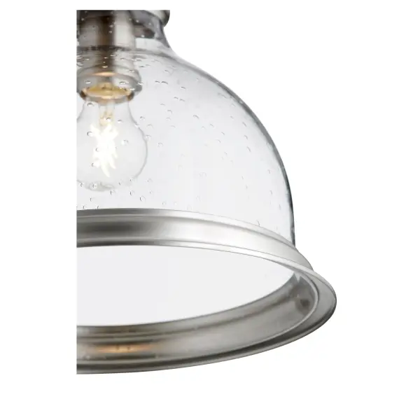 Clear Seeded Glass Ceiling Mount with Ring in Satin Nickel - Image 3