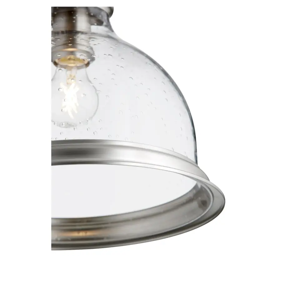 Clear Seeded Glass Ceiling Mount with Ring in Satin Nickel - Image 3