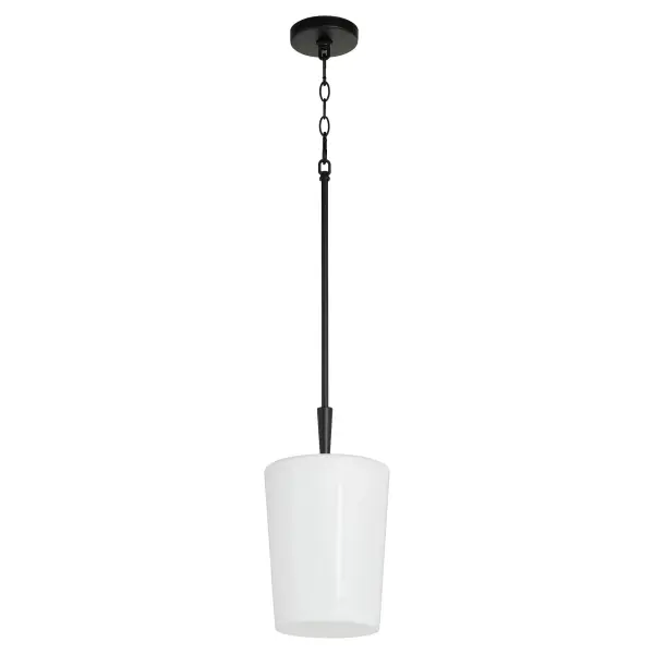 Goodwin 8" Opal Glass Pendant in Matte Black - Image 1