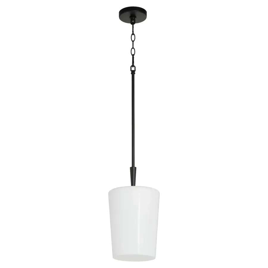 Goodwin 8" Opal Glass Pendant in Matte Black - Image 1