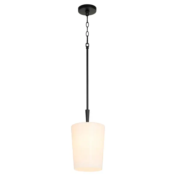 Goodwin 8" Opal Glass Pendant in Matte Black - Image 2