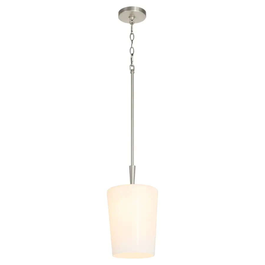 Goodwin 8" Opal Glass Pendant in Satin Nickel - Image 2