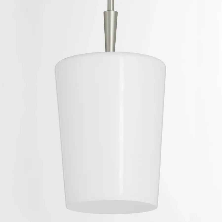 Goodwin 8" Opal Glass Pendant in Satin Nickel - Image 3