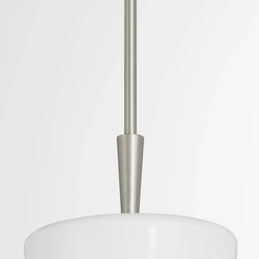 Goodwin 8" Opal Glass Pendant in Satin Nickel - Image 4