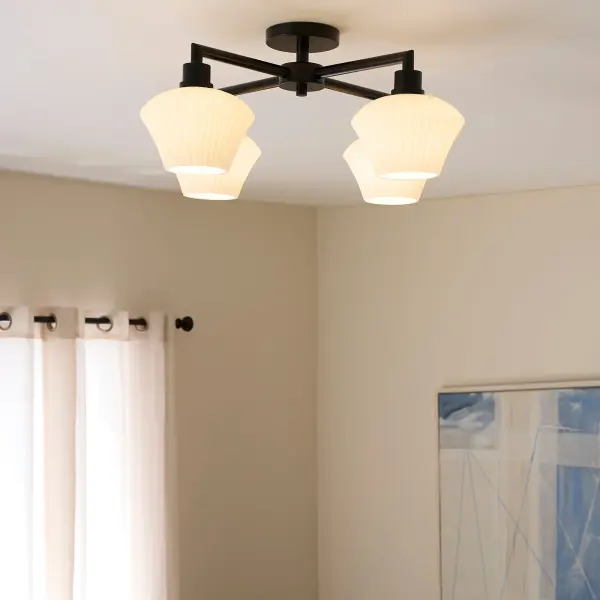 Sleek Contemporary Flush Mount with Bold Matte Black Finish - Image 6