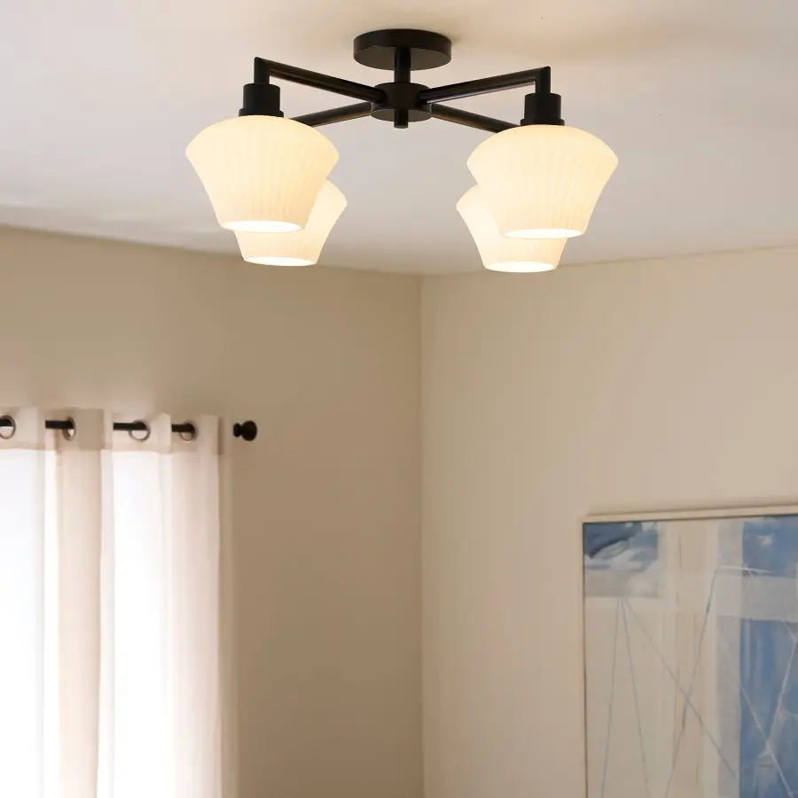 Sleek Contemporary Flush Mount with Bold Matte Black Finish - Image 6