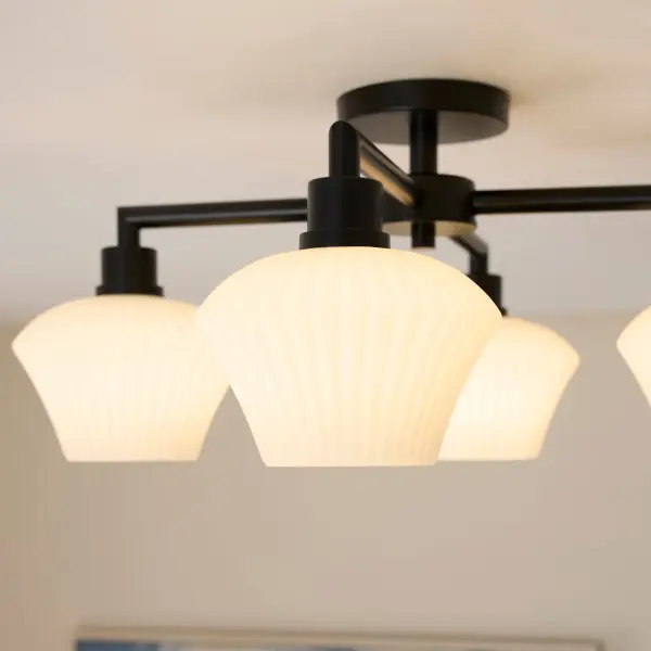 Sleek Contemporary Flush Mount with Bold Matte Black Finish - Image 8