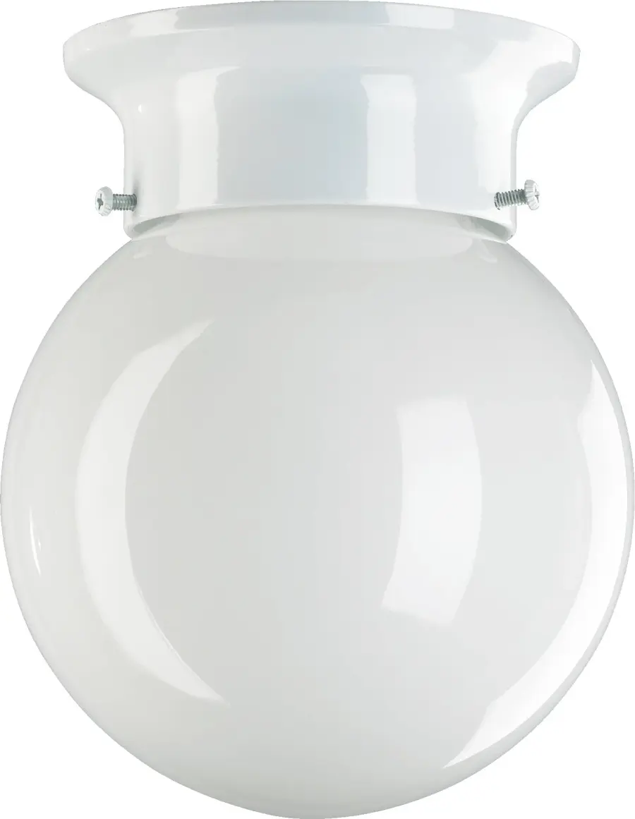 6 Inch Ceiling Mount with White Glass