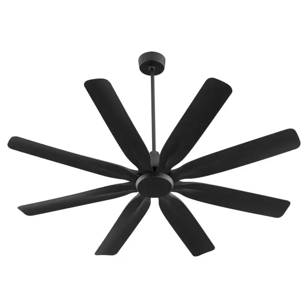 The Rosales combines innovative design with powerful cooling, featuring eight gracefully sculpted blades with a unique fabric-like texture. Perfect for large outdoor spaces, this contemporary fan includes an optional light kit.