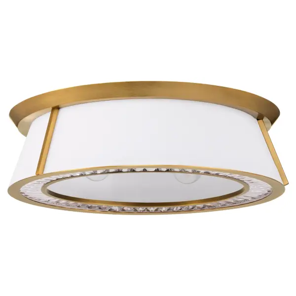 The Gorham flush mount combines crisp architectural details with a touch of luxury through its bejeweled lower ring accent. At 22 inches, it provides substantial presence while maintaining a low profile perfect for standard ceiling heights.