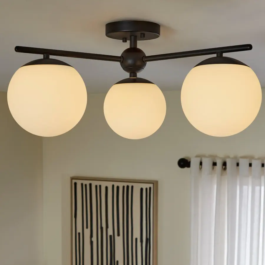 Jasper 3-Light Semi-Flush Mount in Matte Black - Image 7