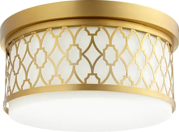 14" Geometric Ceiling Mount in Aged Brass