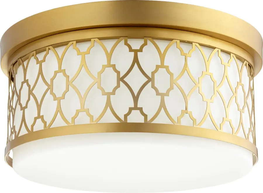 14" Geometric Ceiling Mount in Aged Brass