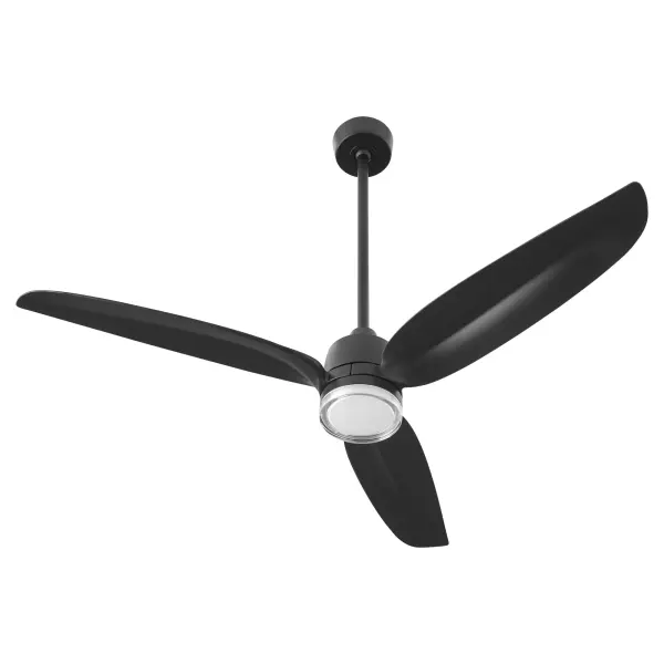 The Exodus combines sleek contemporary lines with nature-inspired floral blades, creating a sophisticated outdoor cooling solution. Its 58-inch span and clear-cased glass make it ideal for covered patios and porches. - alternate view