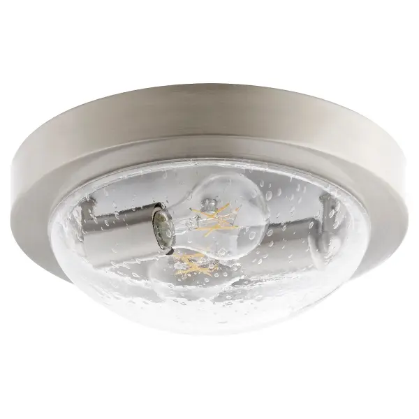 11" Satin Nickel Ceiling Mount with Clear Seeded Glass