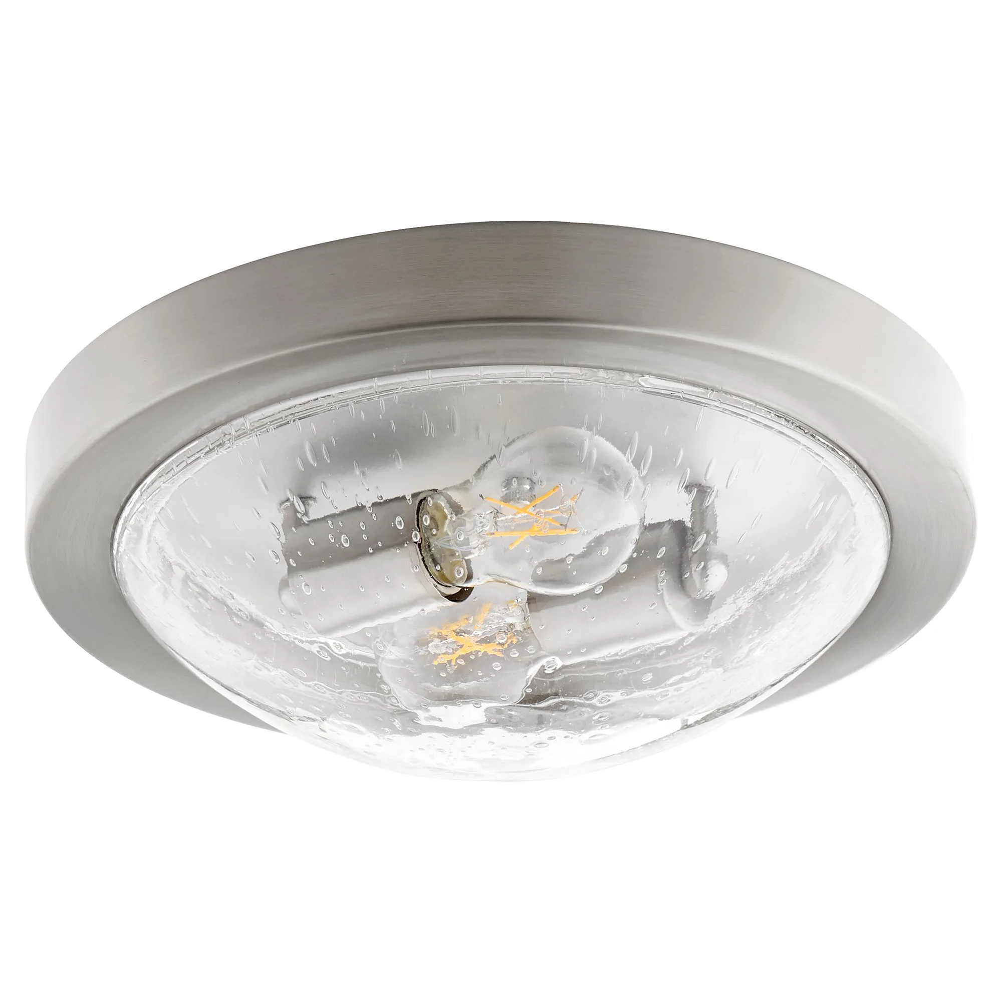 13" Satin Nickel Ceiling Mount with Seeded Glass