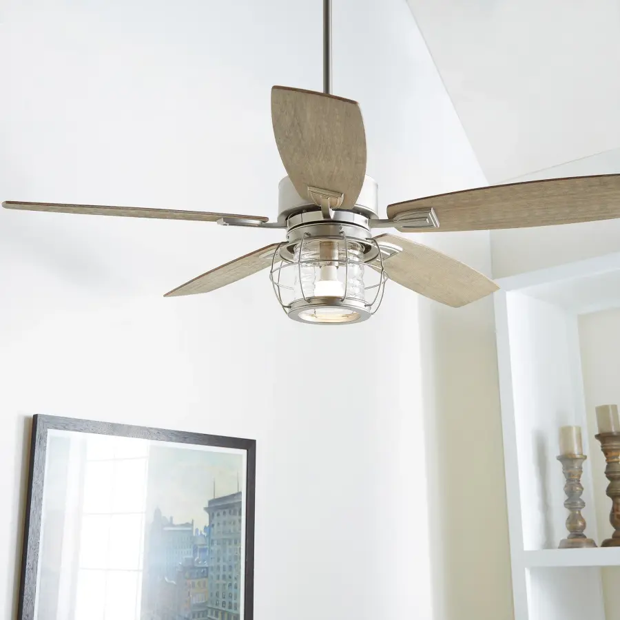 Galveston 52" Satin Nickel Modern Farmhouse Ceiling Fan - Image 2